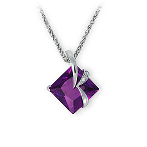Violetter Edelstein-Anhänger Silberkette mit violettem Edelstein-Anhänger