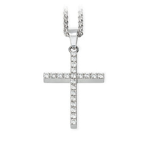Kette aus Weißgold Kreutz-Kette aus Weißgold und Edelsteinen